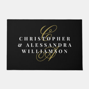 Monogram Namen Koppel Zwart Goud Wit Minimalistisc Deurmat
