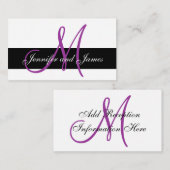 Monogram & Namen Paarse bruiloft Receptie Kaart (Voorkant / Achterkant)