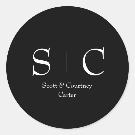 Monogram Namen Sticker - Wedding Briefpapier Decor (Voorkant)