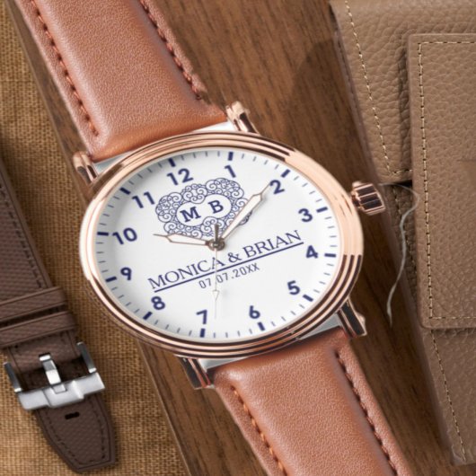  Monogram Names and initials Mrs and Mr Horloge