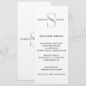 Monogram Names Cream Weddenemerkaart Menu (Voorkant / Achterkant)