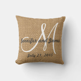 Monogram Names Rustic Wedding Keepslag Kussen