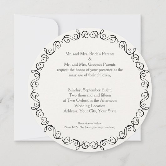 Monogram Names Simple Wedding Invitation Kaart (Achterkant)