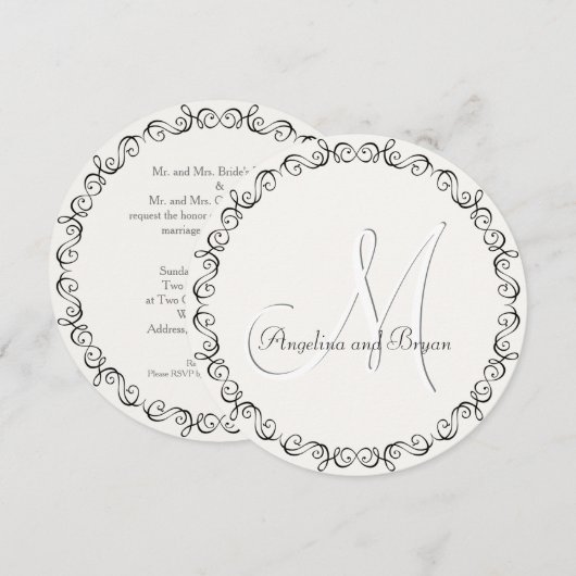 Monogram Names Simple Wedding Invitation Kaart (Voorkant / Achterkant)