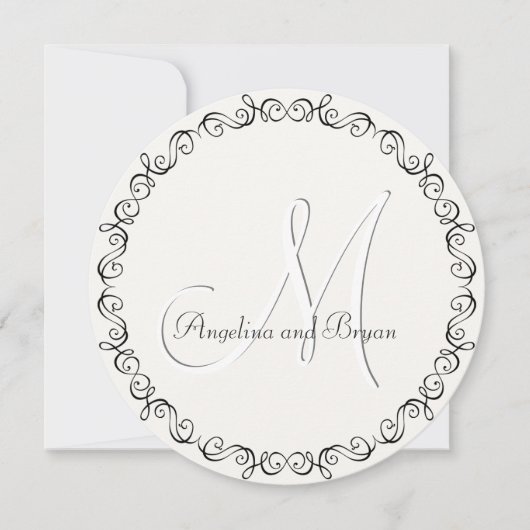 Monogram Names Simple Wedding Invitation Kaart (Voorkant)