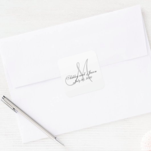 Monogram Names Wedding Favor Sticker Sjabloon