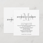 Monogram Names Wedding Invitting Black White Kaart (Voorkant / Achterkant)