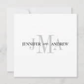 Monogram Names Wedding Invitting Black White Kaart (Achterkant)