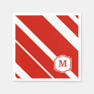 Monogram Napkin - Rood en wit - Vetband Servetten