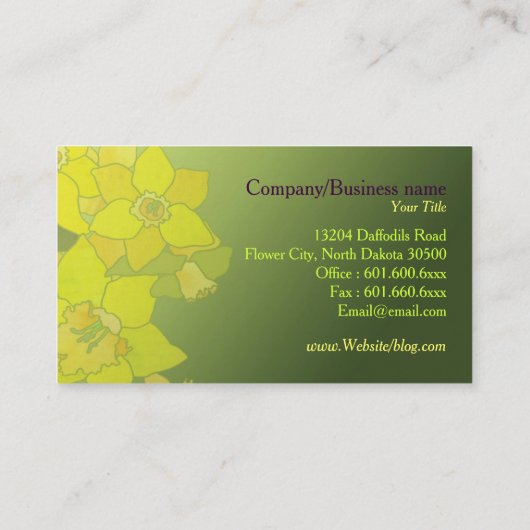 Monogram  narcissen visitekaartje (Achterkant)