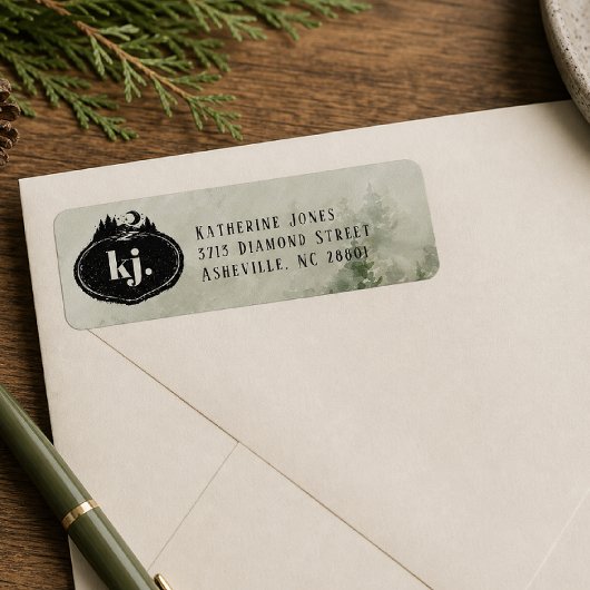 Monogram Natuur Stempel | Aangepast Adreslabel Etiket