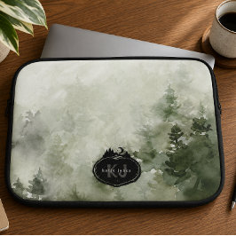 Monogram Natuur Stempel | Aangepaste Naam Laptop Sleeve