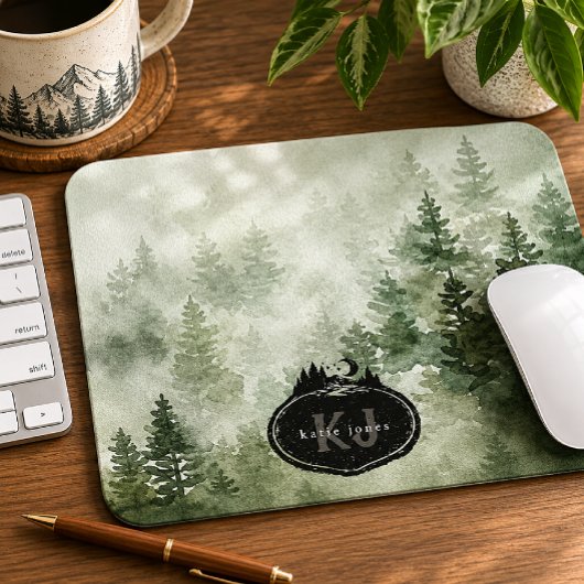 Monogram Natuur Stempel | Aangepaste Naam Muismat
