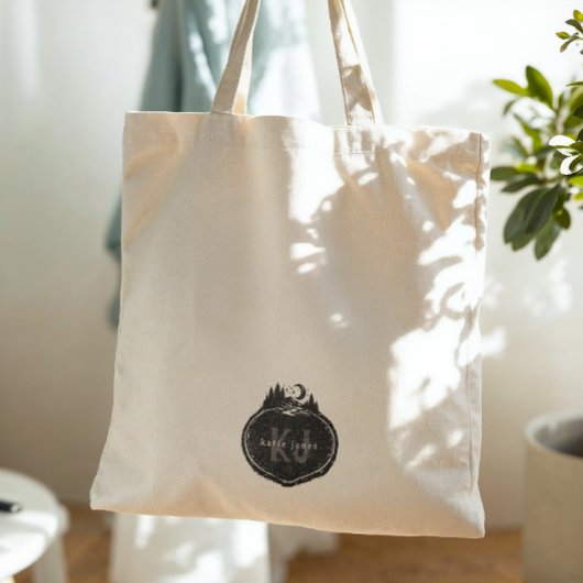 Monogram Natuur Stempel | Aangepaste Naam Tote Bag