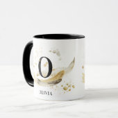 Monogram natuurlijk elegant goud abstracte waterve mok (Voorkant links)