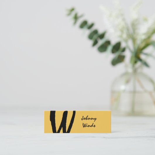 Monogram natuurlijk groot type mini visitekaartje (Staand voorkant)