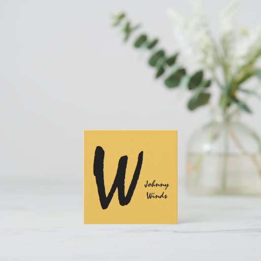 Monogram natuurlijk groot type vierkante visitekaartje (Staand voorkant)