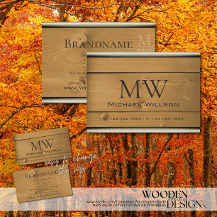Monogram natuurlijk hout Graan Bruin Houden Boards Visitekaartje