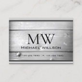 Monogram natuurlijk hout Graan Witte Wooden Boards Visitekaartje (Voorkant)