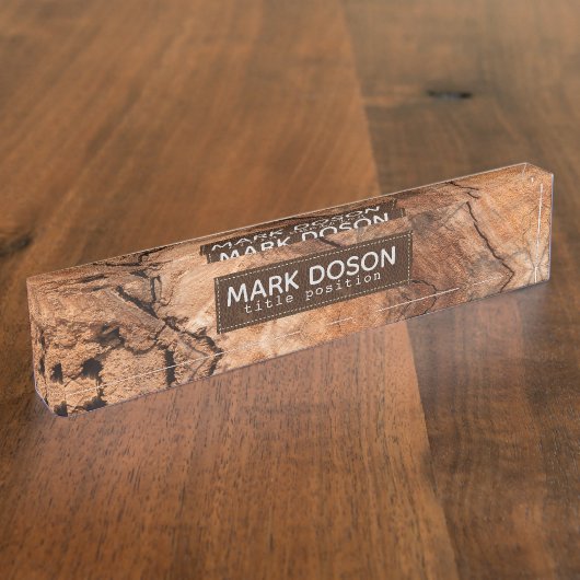 Monogram natuurlijk hout naambordje (Zijkant)