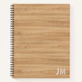 Monogram natuurlijk hout notitieboek (Voorkant)