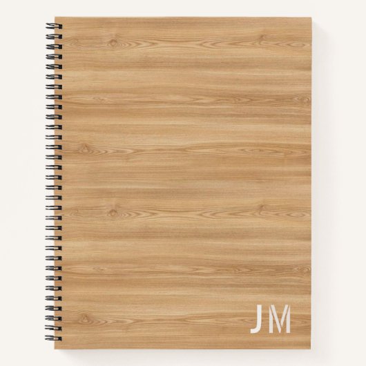 Monogram natuurlijk hout notitieboek (Voorkant)