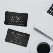 Monogram natuurlijk hout - Zwarte Houten Boven Visitekaartje