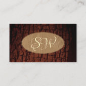 Monogram natuurlijke boom Bark Graan Oval Gold Bor Visitekaartje (Voorkant)