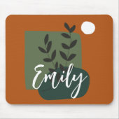 Monogram Natuurlijke kleuren Caramel Sage green Muismat (Voorkant)