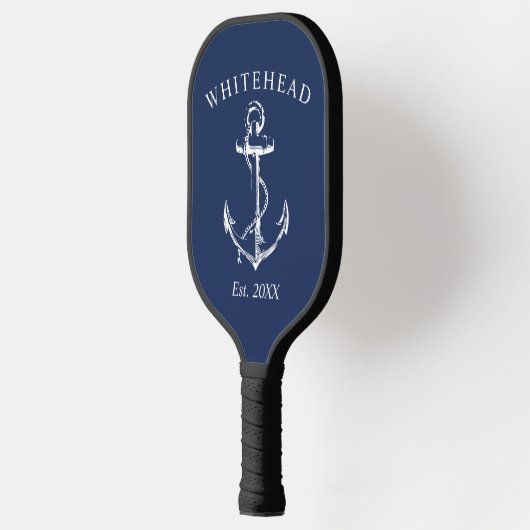 Monogram Nautical Anchor Navy Blue Pickleball Paddle (Links)