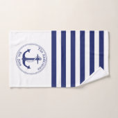Monogram Nautical Anchor Navy Blue Stripes Family Bad Handdoek (Handdoek)