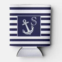 Monogram Nautical Anchor Navy Blue White strepen