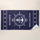 Monogram Nautical Anchor Personalized Beach Towel Strandlaken (Voorkant)