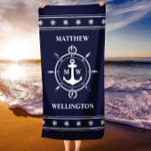 Monogram Nautical Anchor Personalized Beach Towel Strandlaken