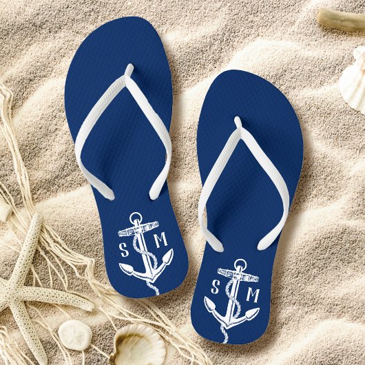 Monogram Nautical Anchor Personalized Teenslippers