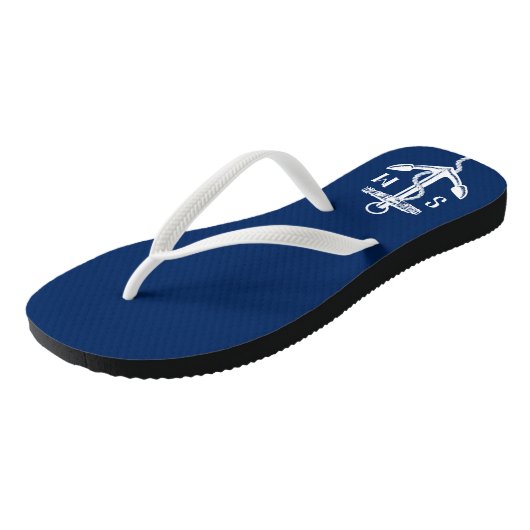 Monogram Nautical Anchor Personalized Teenslippers (Schuin)