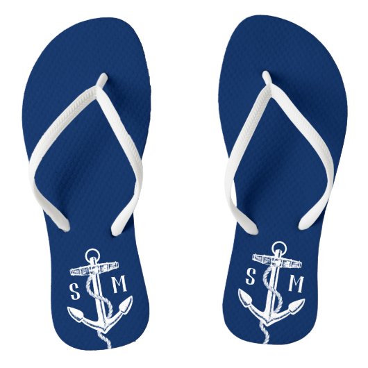 Monogram Nautical Anchor Personalized Teenslippers (Voetbed)