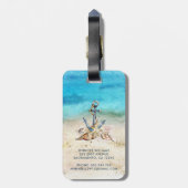 Monogram Nautical Beach & Seashells Bagagelabel (Achterkant verticaal)