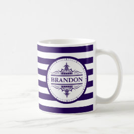 Monogram Nautical Classic Navy Blue Striped Mok