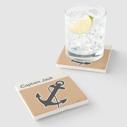 Monogram Nautical Drink Coasters Stenen Onderzetter (Zijkant)