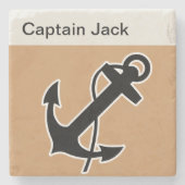 Monogram Nautical Drink Coasters Stenen Onderzetter (Voorkant)