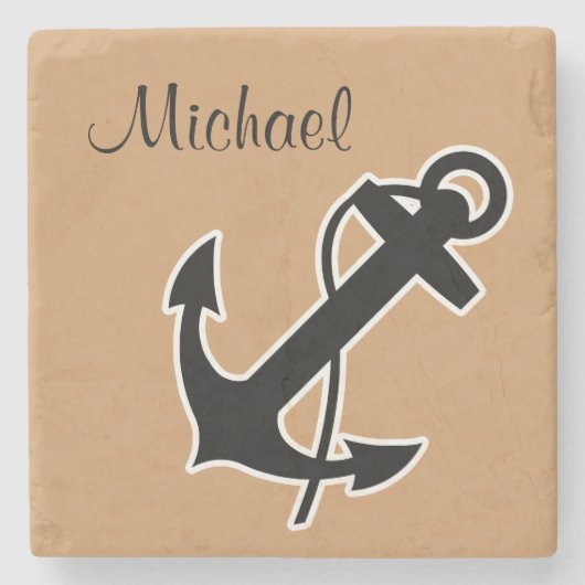 Monogram Nautical Drink Coasters Stenen Onderzetter (Voorkant)