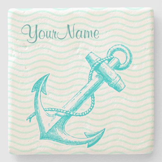 Monogram Nautical Drink Coasters Stenen Onderzetter (Voorkant)