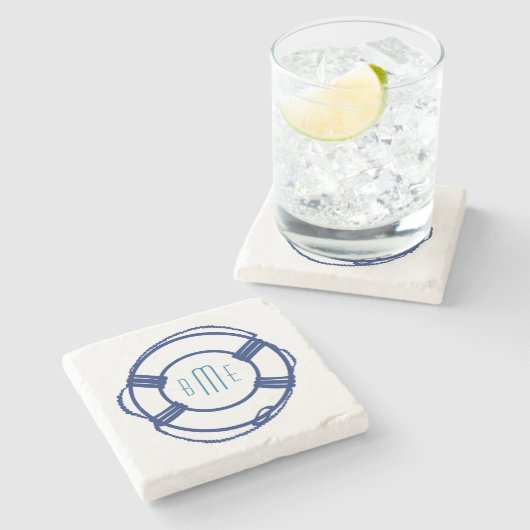 Monogram Nautical Drink Coasters Stenen Onderzetter (Zijkant)