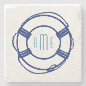 Monogram Nautical Drink Coasters Stenen Onderzetter (Voorkant)