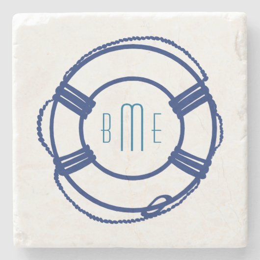 Monogram Nautical Drink Coasters Stenen Onderzetter (Voorkant)