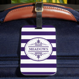 Monogram Nautical Elegant Navy Blue Bagagelabel