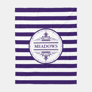 Monogram Nautical Elegant Navy Blue Fleece Blanket Deken