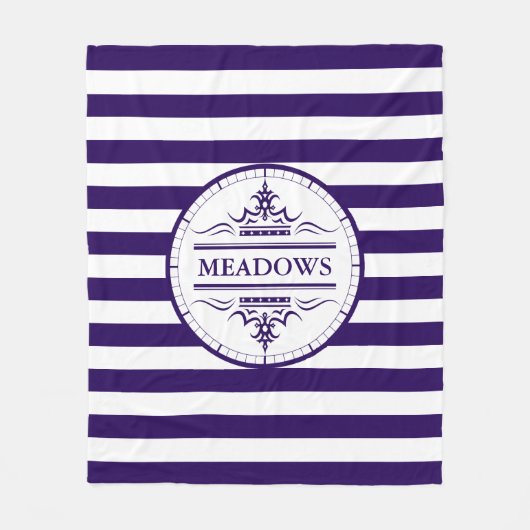 Monogram Nautical Elegant Navy Blue Fleece Blanket Deken (Voorkant)