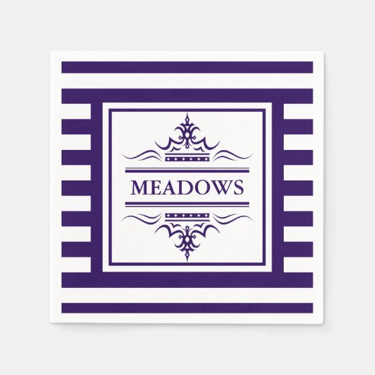 Monogram Nautical Elegant Navy Blue Paper Napkins Servetten (Voorkant)